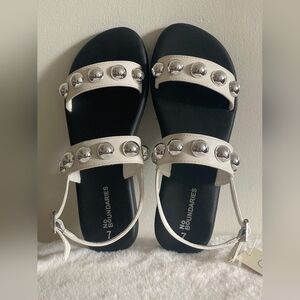 No Boundaries White Sandals with Silver Accents